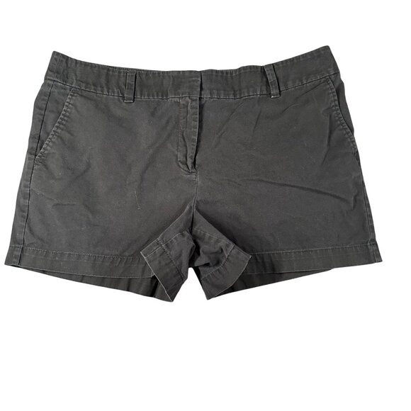 LOFT Outlet Womens 12 Black Flat Front Chino Shorts 4" Short Slash Pocket - Picture 1 of 10